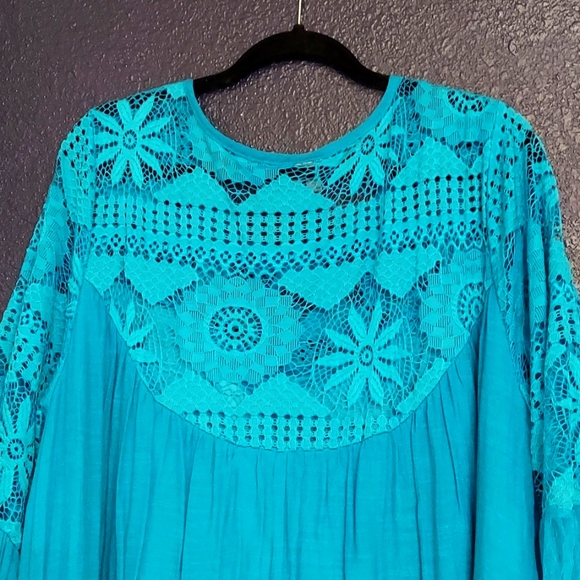 Turquoise Lace Lined Dress - Picture 4 of 8